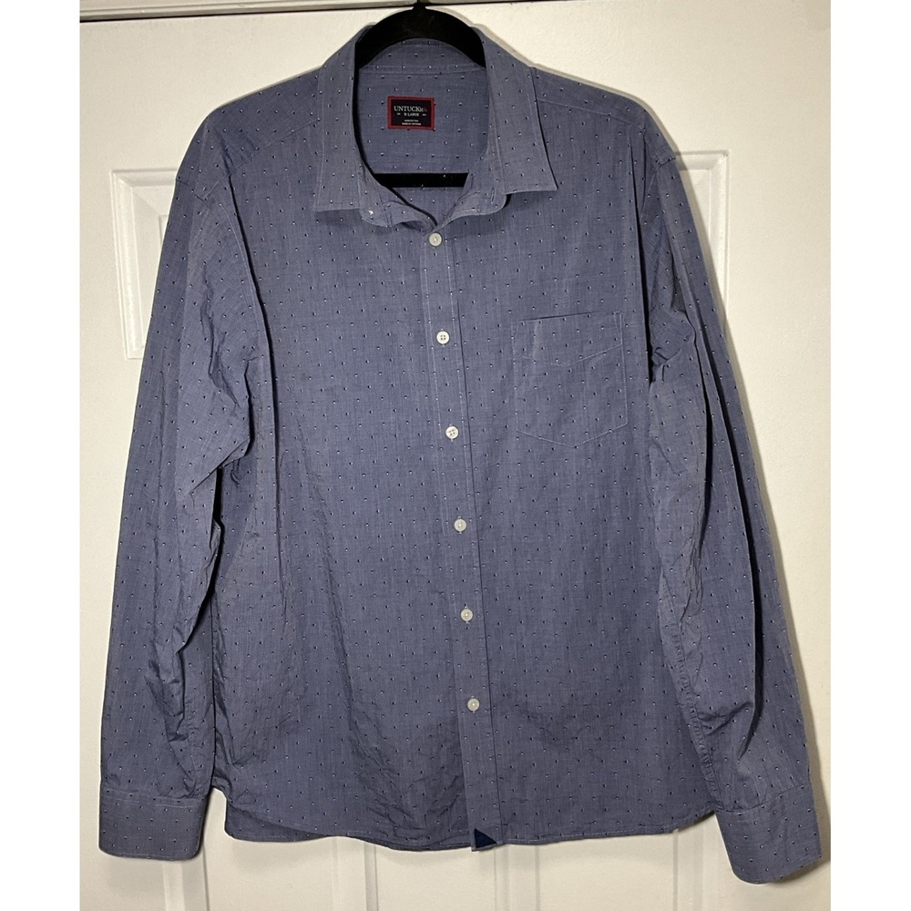 UNTUCKit Howell Men's Button Up Shirt Long Sleeve Casual Dress XL Cotton Blue